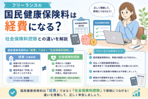 フリーランスの国民健康保険料が経費になるかどうかと、社会保険料控除との違いをわかりやすく表したアイキャッチ画像